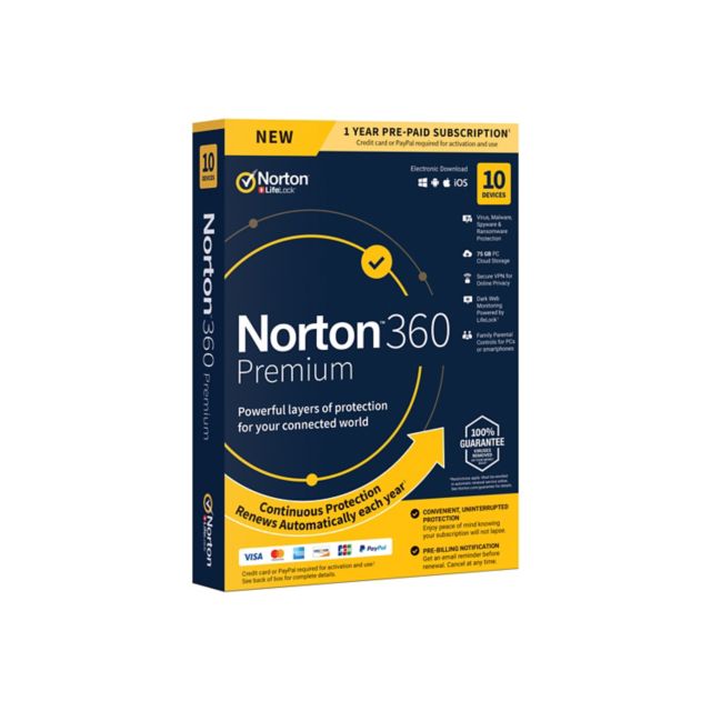 Norton 360 Premium Mac/Win/Android/iOS,  1User/10 Devices - ONLINE ONLY