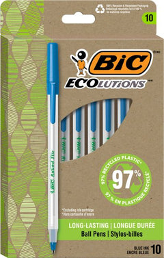 PEN ECO RND STIC MED BLU 10P